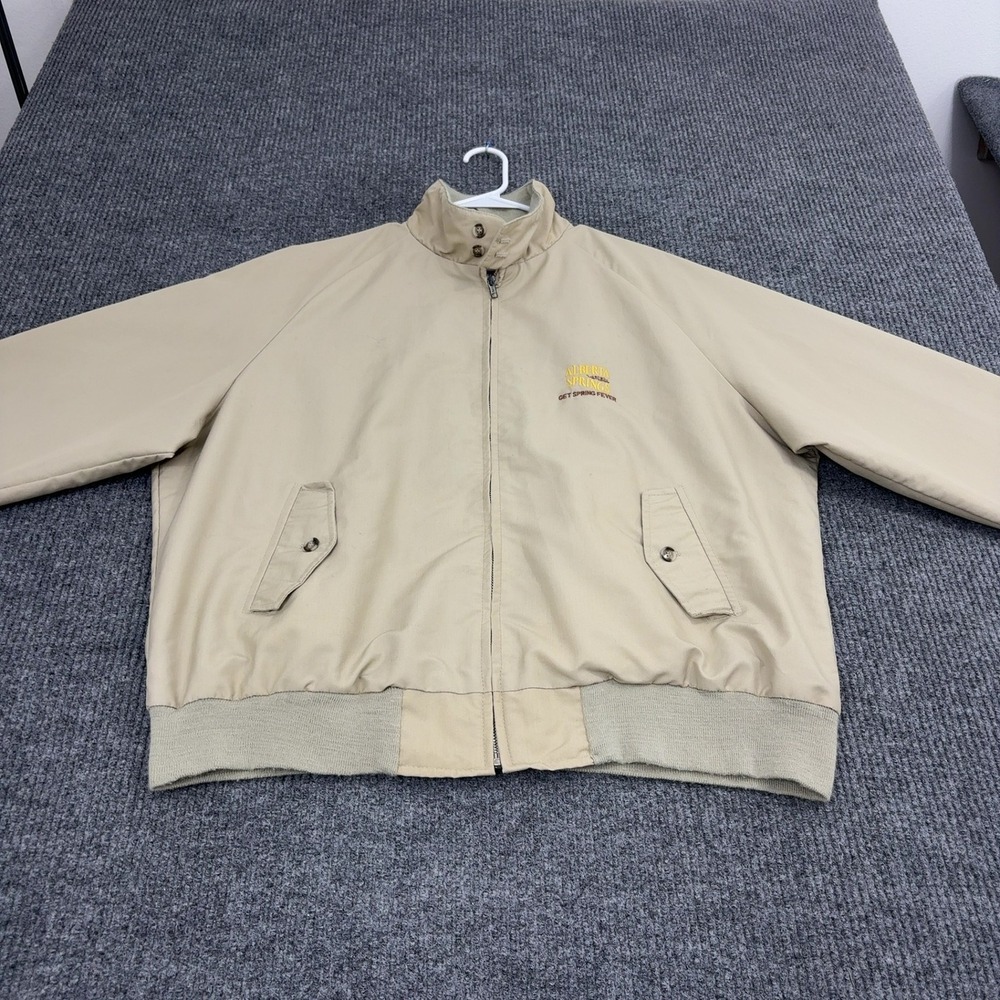Vintage Alberta Springs Vantage Jacket Mens L Tan Cotton Poly Plaid Harrington